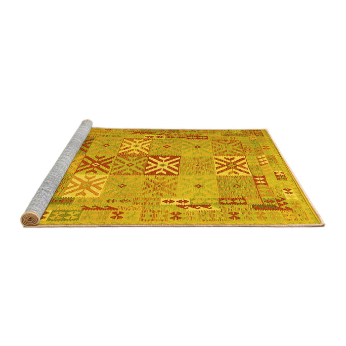 Sideview of Machine Washable Abstract Yellow Contemporary Rug, wshcon2207yw
