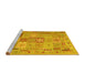 Sideview of Machine Washable Abstract Yellow Contemporary Rug, wshcon2207yw