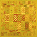 Square Abstract Yellow Contemporary Rug, con2207yw