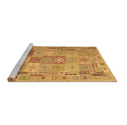 Sideview of Machine Washable Abstract Brown Contemporary Rug, wshcon2207brn