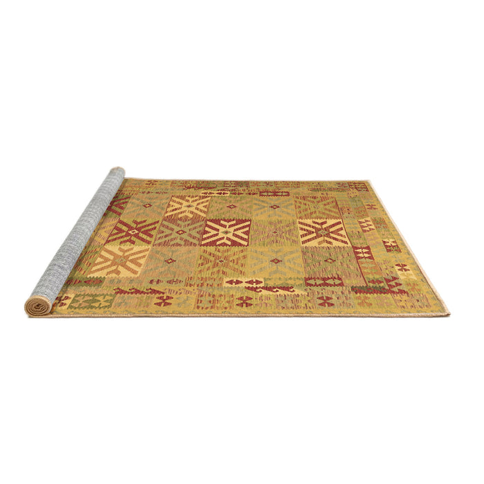 Sideview of Machine Washable Abstract Brown Contemporary Rug, wshcon2207brn
