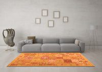 Machine Washable Abstract Orange Contemporary Rug, wshcon2207org