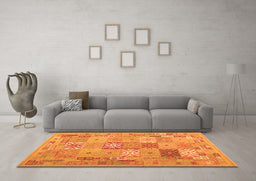 Machine Washable Abstract Orange Contemporary Area Rugs in a Living Room, wshcon2207org