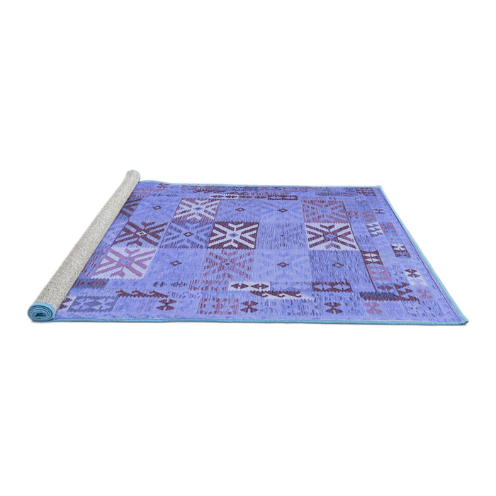 Sideview of Machine Washable Abstract Blue Contemporary Rug, wshcon2207blu