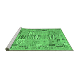Sideview of Machine Washable Abstract Emerald Green Contemporary Area Rugs, wshcon2207emgrn