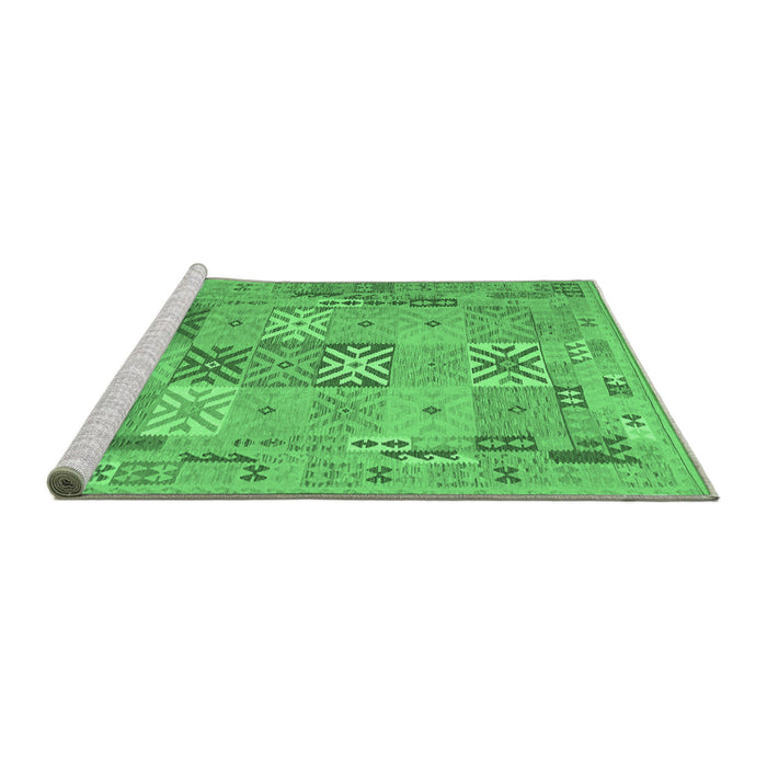 Sideview of Machine Washable Abstract Emerald Green Contemporary Area Rugs, wshcon2207emgrn
