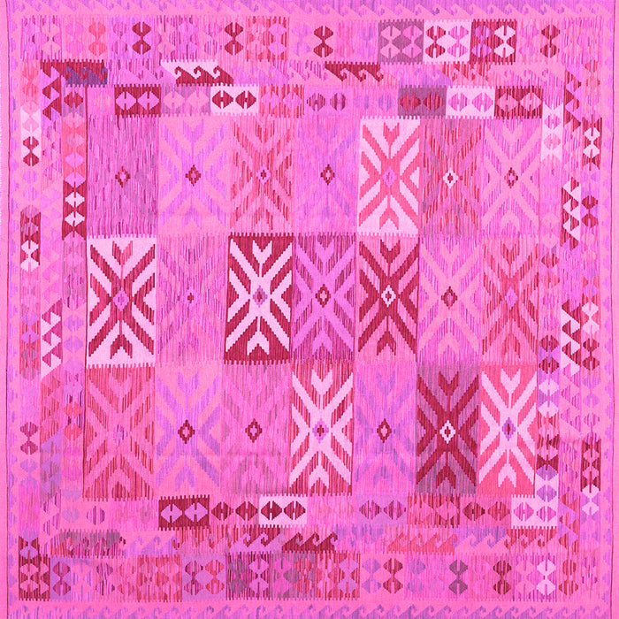 Square Machine Washable Abstract Pink Contemporary Rug, wshcon2207pnk