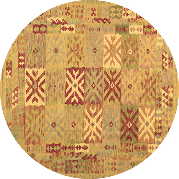 Round Machine Washable Abstract Brown Contemporary Rug, wshcon2207brn