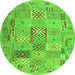 Square Abstract Green Contemporary Rug, con2207grn