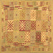 Square Abstract Brown Contemporary Rug, con2207brn