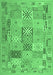 Machine Washable Abstract Emerald Green Contemporary Area Rugs, wshcon2207emgrn