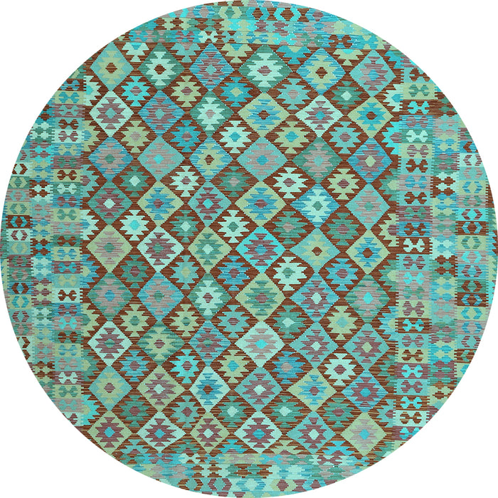 Round Southwestern Light Blue Country Rug, con2208lblu