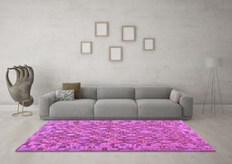 Machine Washable Southwestern Purple Country Area Rugs in a Living Room, wshcon2208pur