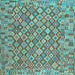 Square Machine Washable Southwestern Light Blue Country Rug, wshcon2208lblu