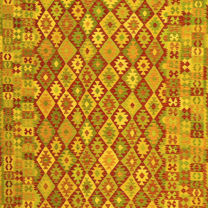 Machine Washable Southwestern Yellow Country Rug, wshcon2208yw