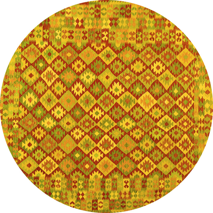 Round Southwestern Yellow Country Rug, con2208yw