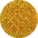 Round Southwestern Yellow Country Rug, con2208yw