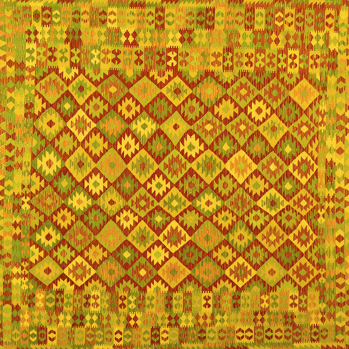 Square Machine Washable Southwestern Yellow Country Rug, wshcon2208yw
