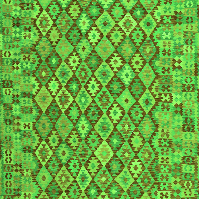 Serging Thickness of Machine Washable Southwestern Green Country Area Rugs, wshcon2208grn