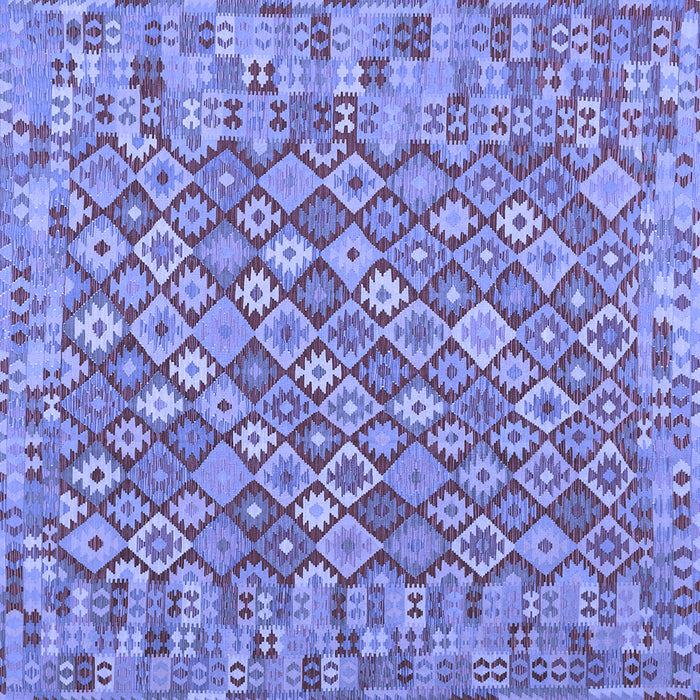 Square Machine Washable Southwestern Blue Country Rug, wshcon2208blu