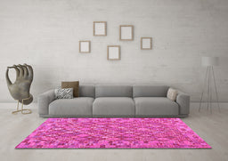 Machine Washable Southwestern Pink Country Rug in a Living Room, wshcon2208pnk