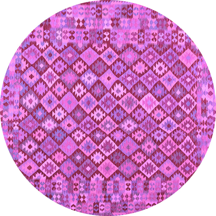 Round Machine Washable Southwestern Purple Country Area Rugs, wshcon2208pur