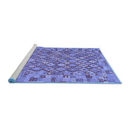 Sideview of Machine Washable Southwestern Blue Country Rug, wshcon2208blu