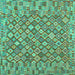 Square Southwestern Turquoise Country Rug, con2208turq