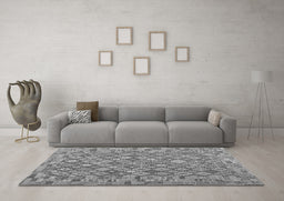 Machine Washable Southwestern Gray Country Rug in a Living Room,, wshcon2208gry