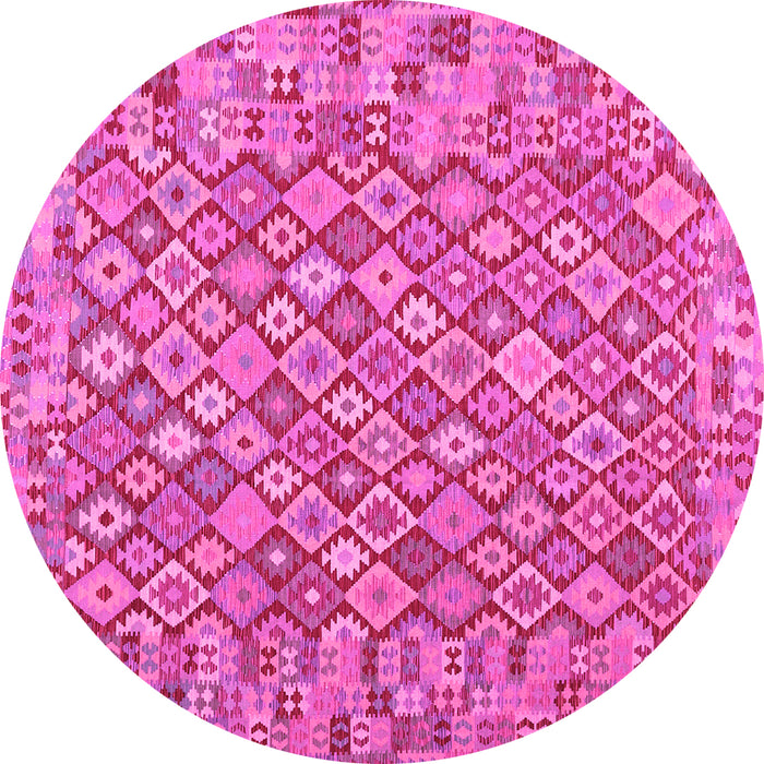 Round Southwestern Pink Country Rug, con2208pnk