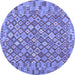 Round Southwestern Blue Country Rug, con2208blu