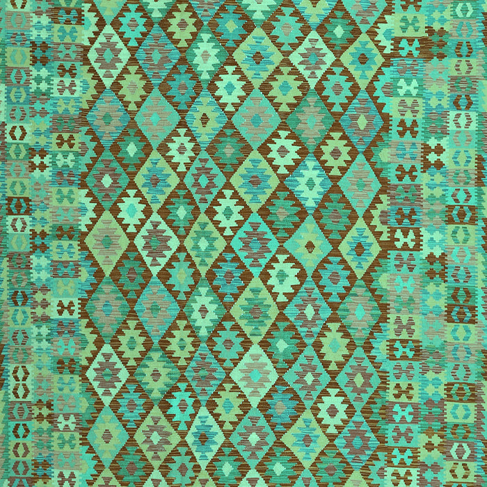 Machine Washable Southwestern Turquoise Country Area Rugs, wshcon2208turq