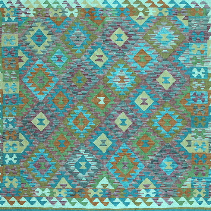 Square Machine Washable Southwestern Light Blue Country Rug, wshcon2209lblu