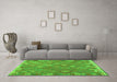 Machine Washable Southwestern Green Country Area Rugs in a Living Room,, wshcon2209grn