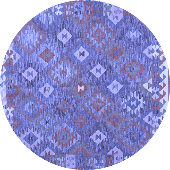 Round Southwestern Blue Country Rug, con2209blu