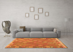 Machine Washable Southwestern Orange Country Area Rugs in a Living Room, wshcon2209org