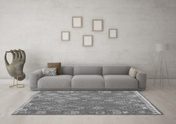 Machine Washable Southwestern Gray Country Rug in a Living Room,, wshcon2209gry