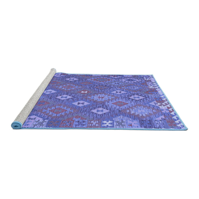 Sideview of Machine Washable Southwestern Blue Country Rug, wshcon2209blu