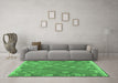 Machine Washable Southwestern Emerald Green Country Area Rugs in a Living Room,, wshcon2209emgrn