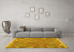 Machine Washable Southwestern Yellow Country Rug in a Living Room, wshcon2209yw