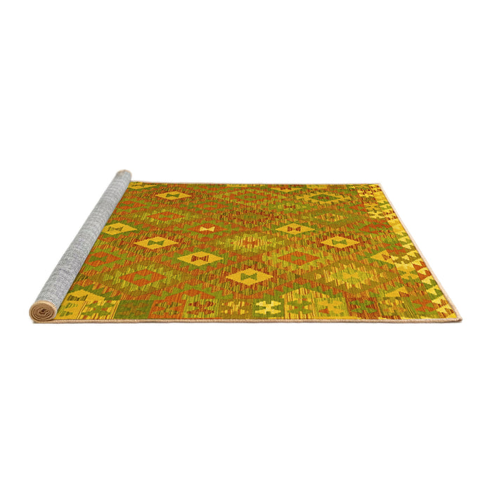 Sideview of Machine Washable Southwestern Yellow Country Rug, wshcon2209yw