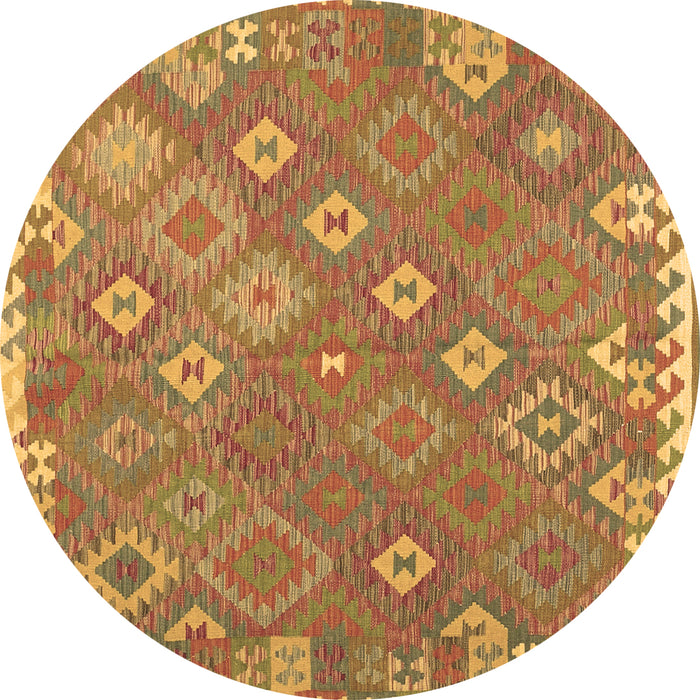 Round Machine Washable Southwestern Brown Country Rug, wshcon2209brn