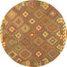 Round Machine Washable Southwestern Brown Country Rug, wshcon2209brn