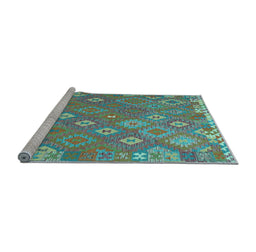 Sideview of Machine Washable Southwestern Light Blue Country Rug, wshcon2209lblu