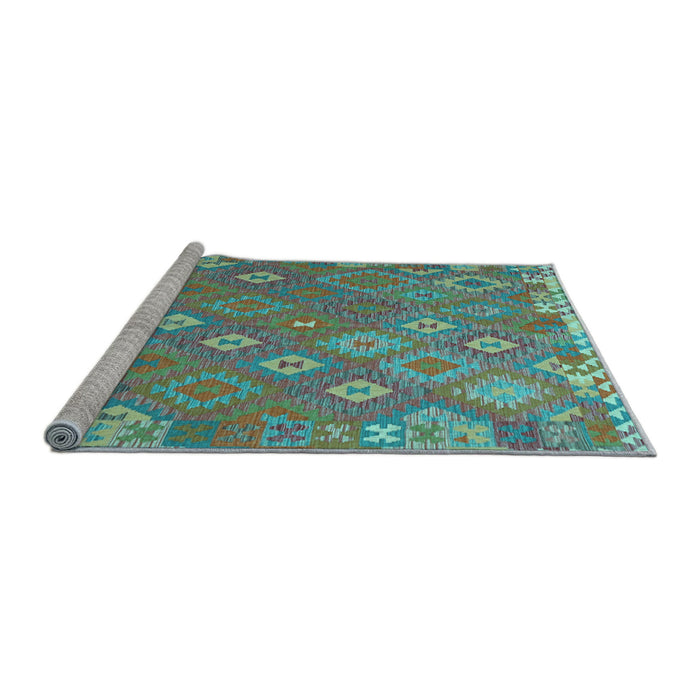 Sideview of Machine Washable Southwestern Light Blue Country Rug, wshcon2209lblu