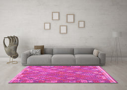 Machine Washable Southwestern Pink Country Rug in a Living Room, wshcon2209pnk