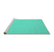 Sideview of Machine Washable Solid Turquoise Modern Area Rugs, wshcon220turq