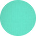 Round Solid Turquoise Modern Rug, con220turq