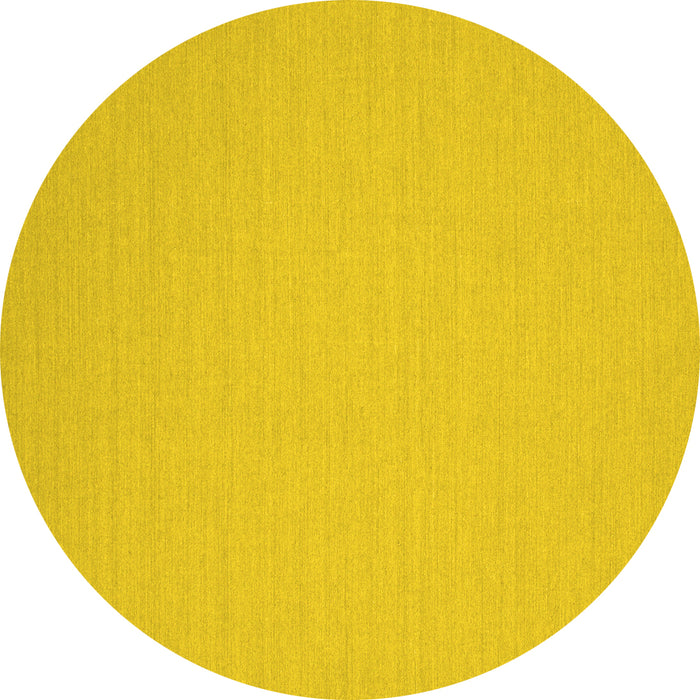 Round Machine Washable Solid Yellow Modern Rug, wshcon220yw