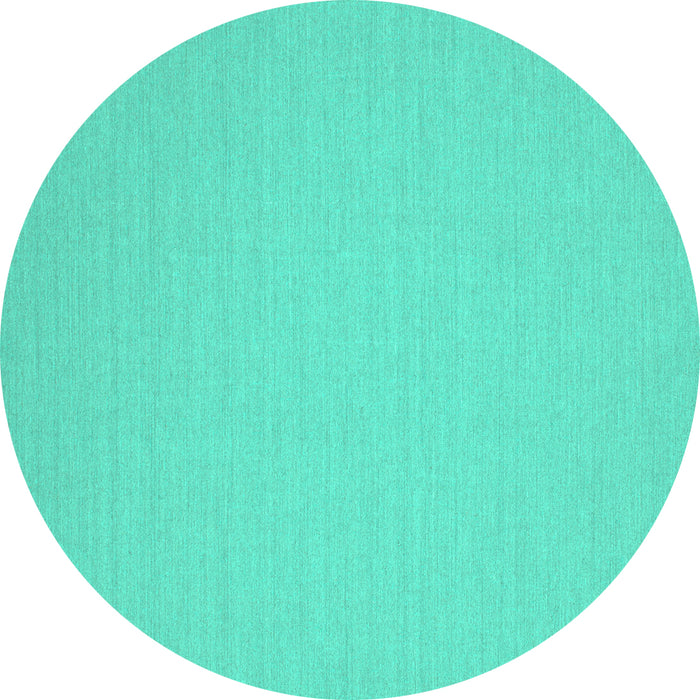Round Machine Washable Solid Turquoise Modern Area Rugs, wshcon220turq